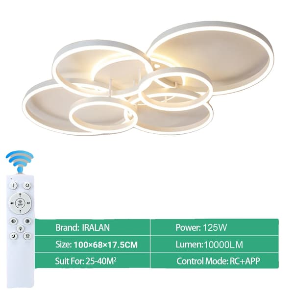 Taklampa, Ringdesign, Dimbar LED-belysning,vit 6 huvud