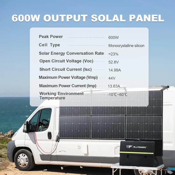 Solpanel, Høj Effektivitet, Bærbart Design,600W