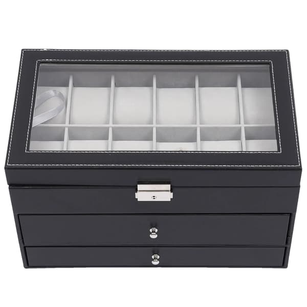 Smykkeorganisator, 3-lags design, metal lås,sort