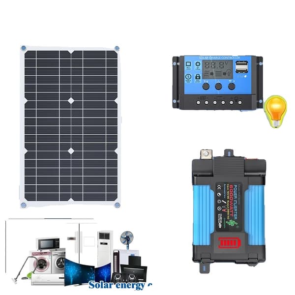 Solpanel System, 6000W Inverter, Ladecontroller,6000w 12v til 220v