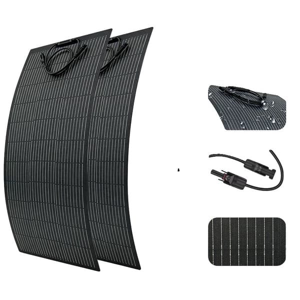 Solpanel, Høj Effektivitet, Holdbar ETFE Belægning,2PCS 100W Panel