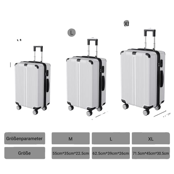 Resväska Set, Lättvikts ABS Material, 360° Rotera Hjul,Stil D-Silver