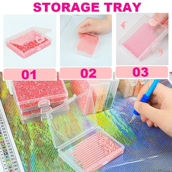 Diamantmålning Brickset, 30 Delar, Ideal för Hantverksförvaring,30Pcs Boxed Tray