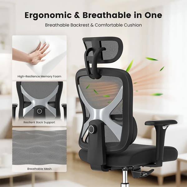 Ergonomisk Stol, Justerbart Ryggstöd, 3D Armstöd,ACGAM CG-5345M