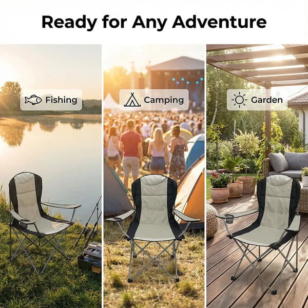 Campingstol, Extra Bred Sits, Bärbar Utomhusdesign,svart