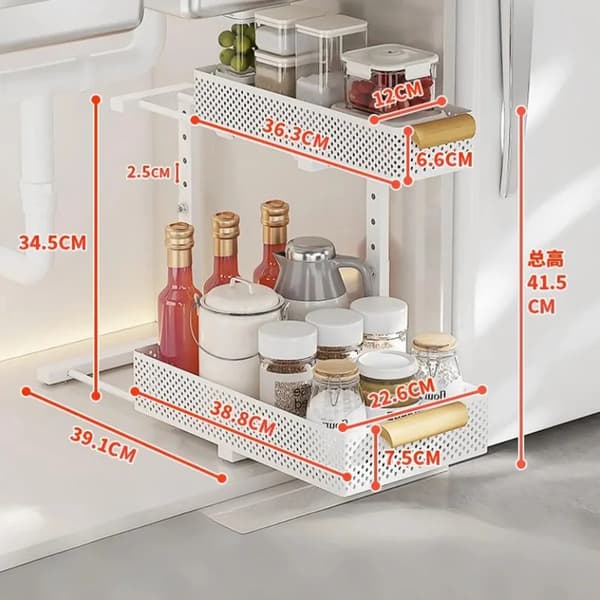 Under diskorganisatör, höjdjusterbar, robust kolstål,Vit