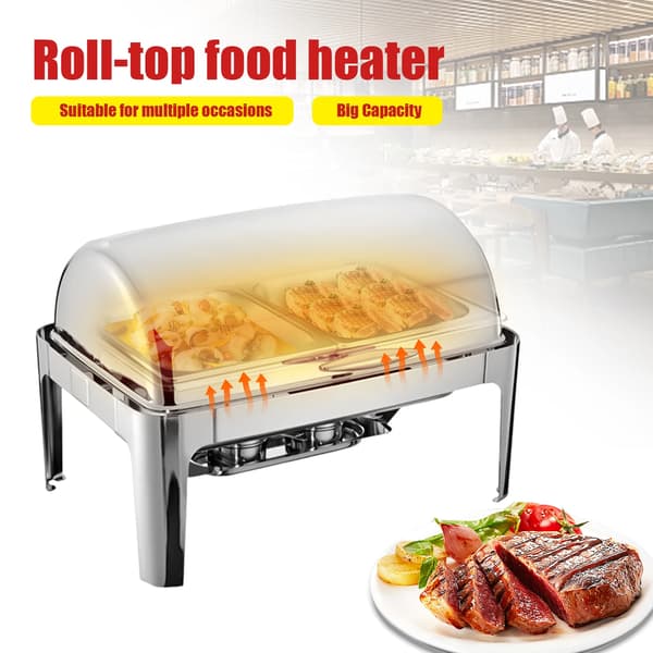 Chafing Dish, Rustfrit Stål, 2 Pande Buffet Server,Sølv