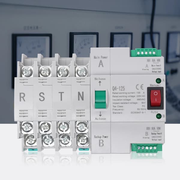 Strømafbryder, Automatisk Skift, Skinneinstallation,220 V, Grå