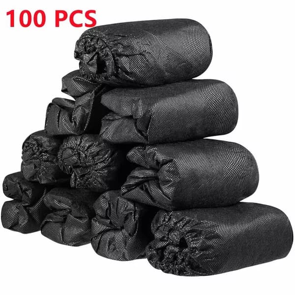 Engangs Skoovertræk, Vandtætte, Skridsikre,Sort 100PCS