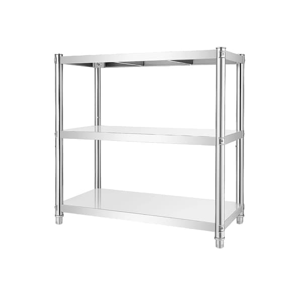Förvaringshylla, Tre-nivådesign, Robust Rostfritt Stål,Silver