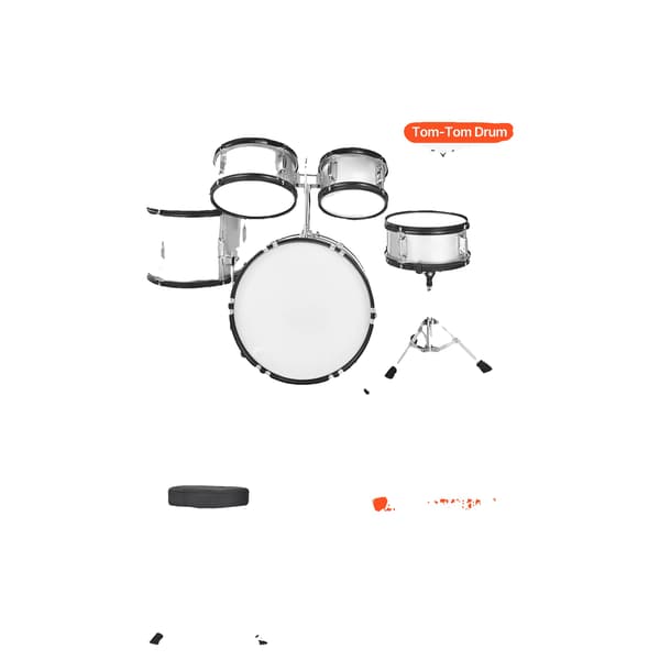 Trumset, 5-delad konfiguration, designad för barn,16 tum Silver