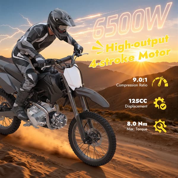 Motor, 125CC, 4-trins gearkasse,Sølv