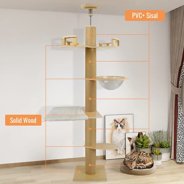 Kattetree, Multi-niveau platforme, Jute reb kløeposter,A