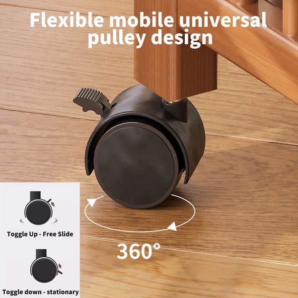Mobil Förvaringsvagn, 3-Lagers Design, Miljövänlig Bambu,Trä