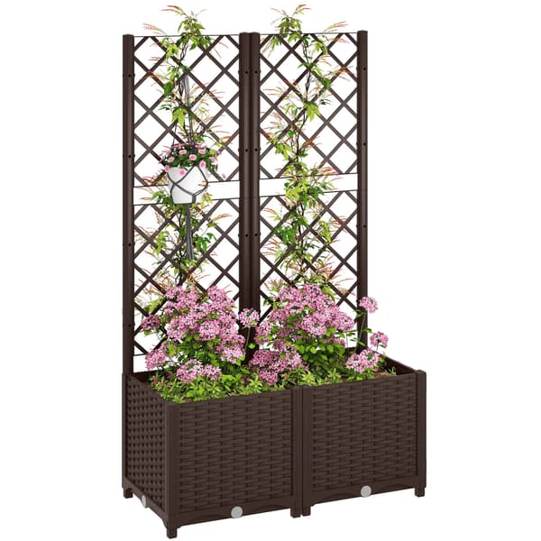 Planter, Dräneringssystem, Bred kapacitet, 80x40x135 cm, Brun