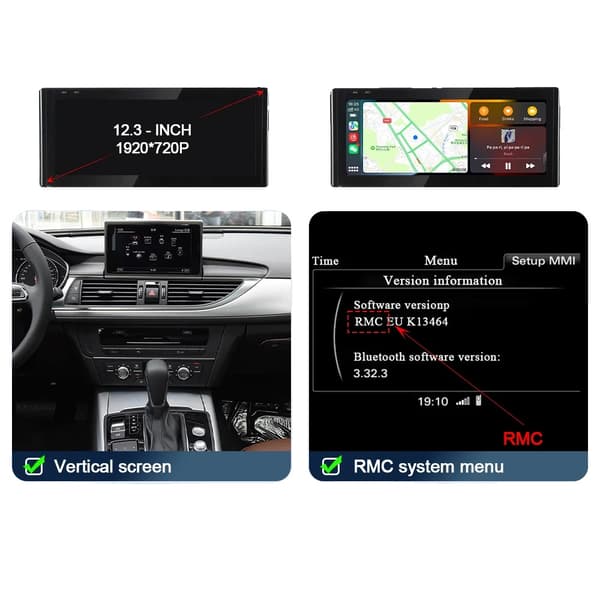 Multimedia-näyttö, langaton CarPlay, Android Auto,A6 A7 RMC 12-18