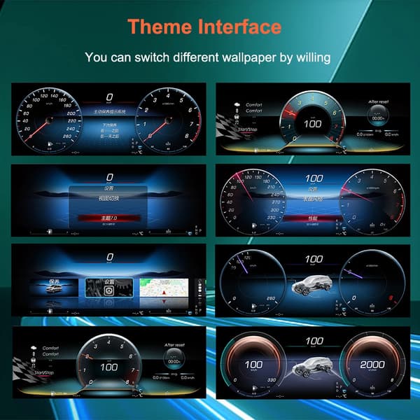 LCD Digital Dashboard Cluster, Multi-Sprog Support, Nem Installation,sort