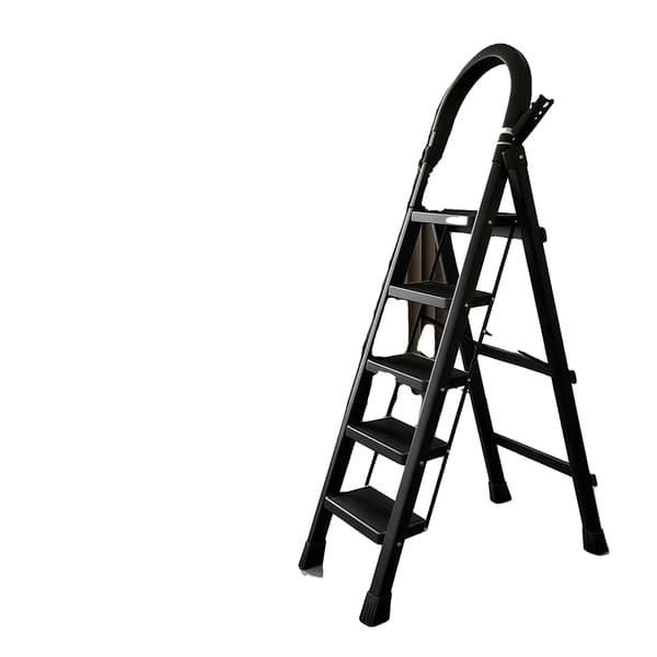 Stege, Fällbar Design, Halkfri Plattform,5 steg svart