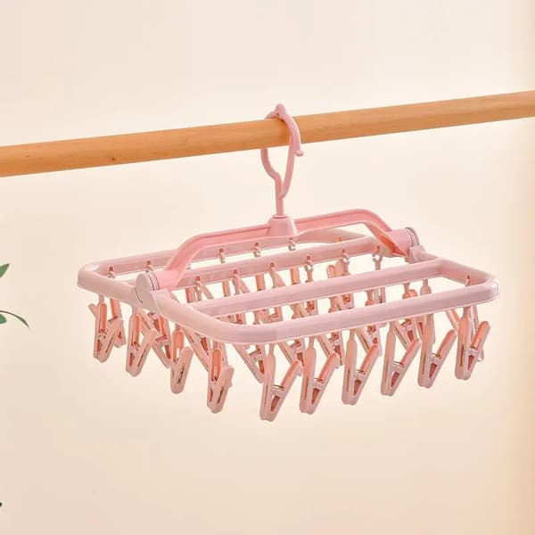 Tørrerack, Sammenklappelig Design, 32 Klemmer,Pink