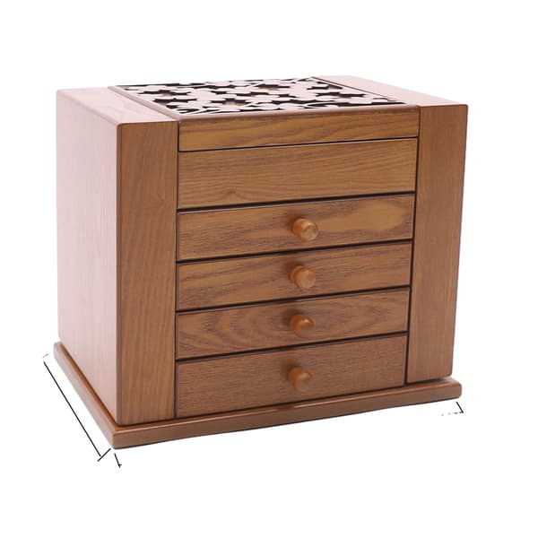 Smykkeorganisator, Multi-niveau Design, Elegant Træopbevaring,Lys Brun
