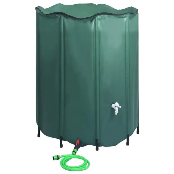 Regnvattenbehållare, 1000 L kapacitet, Fällbar design,armégrön