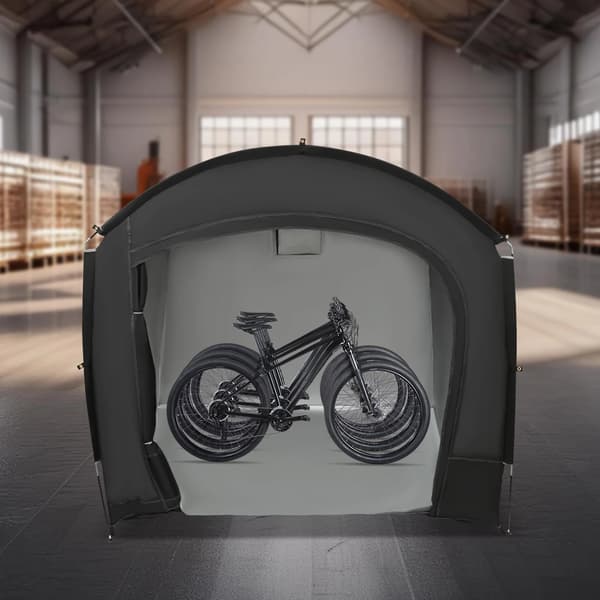 Cykelopbevarings telt, holdbare materialer, vejrbeskyttelse,sort