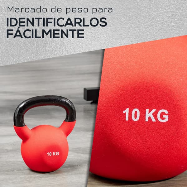 Kettlebell, 10 kg Valurautaa, Neopreenipinnoite,Punainen