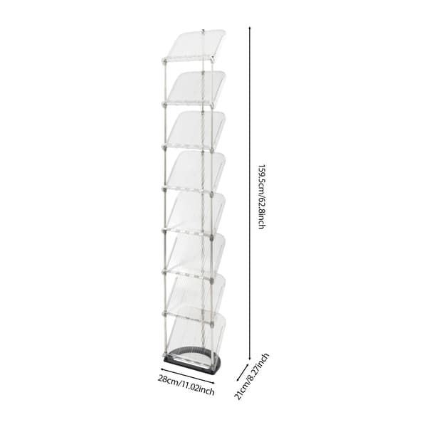 Sko Rack, 8 Lag, Pladsbesparende Design,Klar Grå