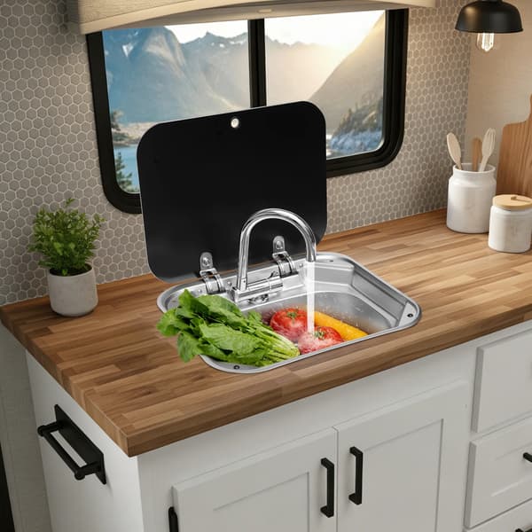 RV Vask, Rustfrit Stål Konstruktion, Multifunktionelt Design,SØLV