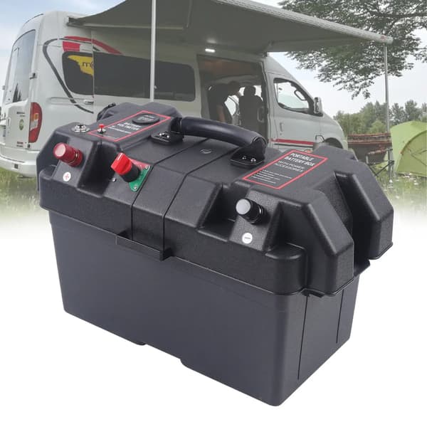 Batteribox, Hållbar Konstruktion, Dubbel USB-port,svart