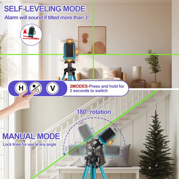 Laserpass, 360° Synlighet, Självnivellerande System,Med stativ