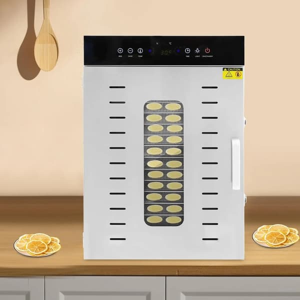 Maddehydrator, Rustfrit Stål, 16 Bakker, 30-90°C Temperaturinterval, 1350W Effekt, 0-24H Timer