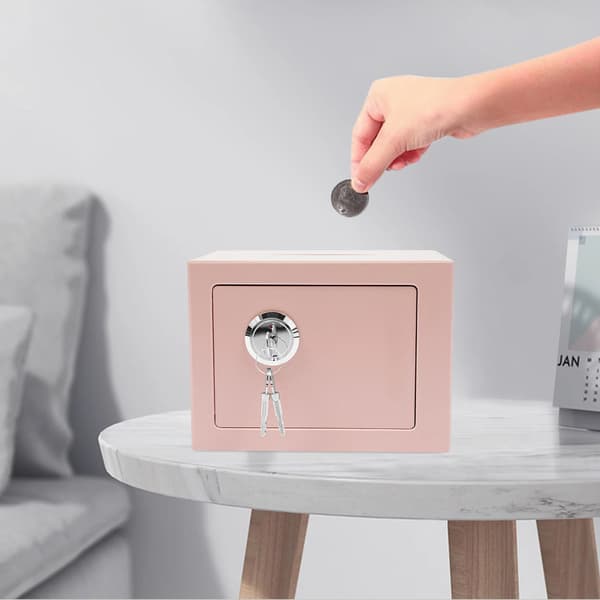 Säkerhetsbox, Hållbar Stålstruktur, Mekaniskt Nyckellås,Rosa