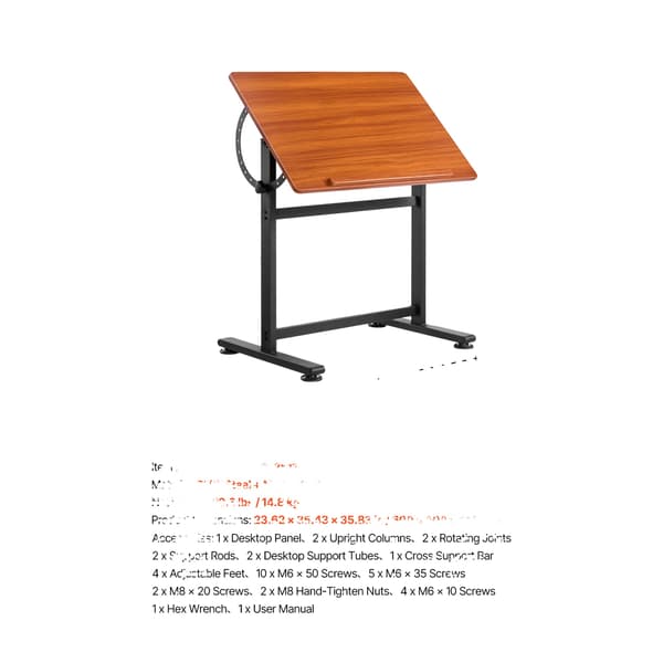 Ritbord, Justerbar Lutning, Stabil Metallram,Brun