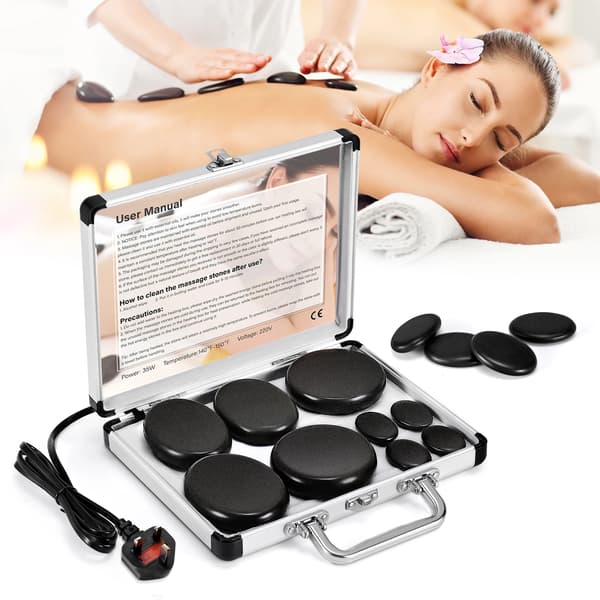 Hot Stone Massage Set, Temperaturkontroll, Bärbar Design,9st