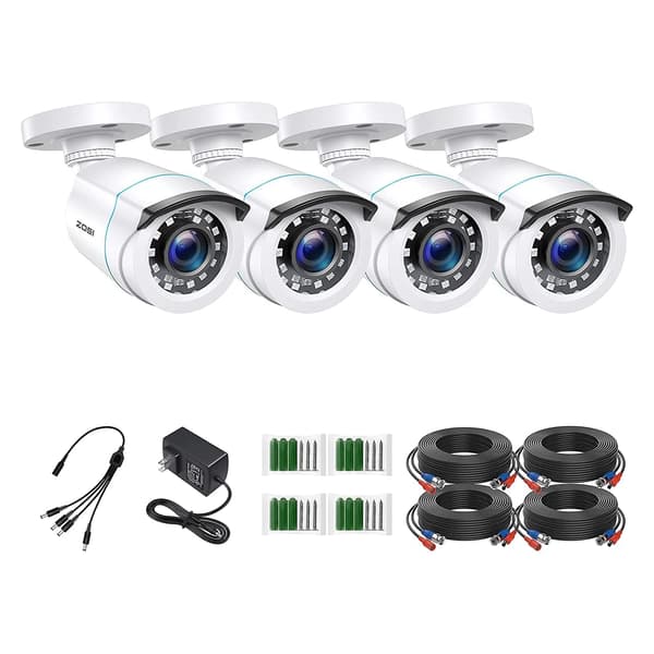 Säkerhetskamera, 1080P HD, Nattseende upp till 80 fot,4PACK