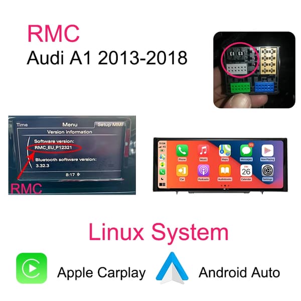 Bilstereo, Skärmstorlek, Linux Operativsystem, kompatibel med Audi A1 2013-2018,RMC