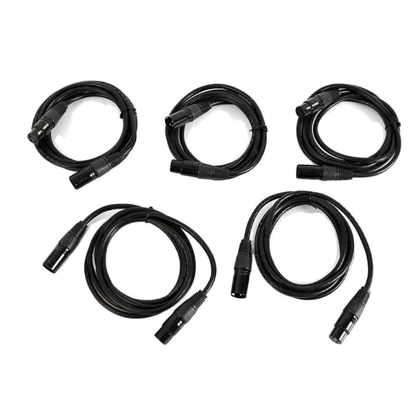 DMX-kabel, 5-pack, hållbar 3-pins XLR-anslutning,svart