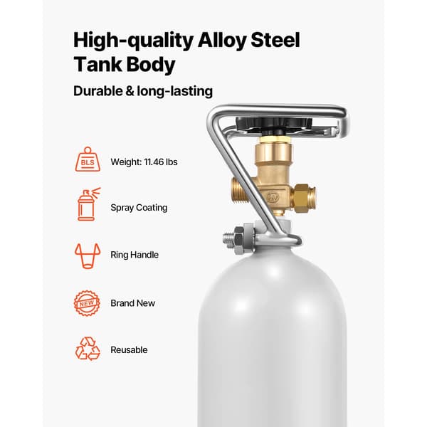 CO2-tank, hållbar legerad stål, justerbar tryckkontroll,166.7bar