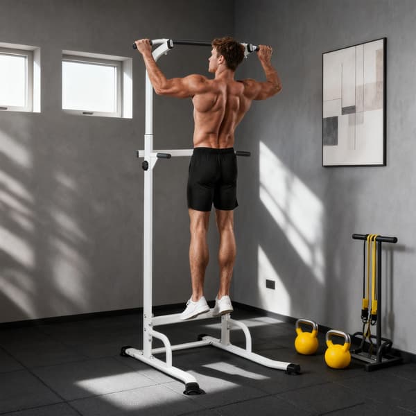 Pull-Up Bar, Justerbar Højde, Holdbar Stål Konstruktion,HVID