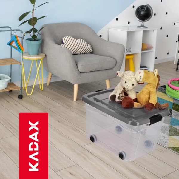 Förvaringsbehållare, 40L kapacitet, stapelbar design,M, Ljusgrå