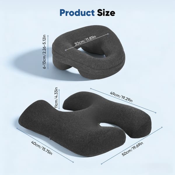 Massagepude, Ergonomisk Design, Åndbart Hukommelsesskum,sort
