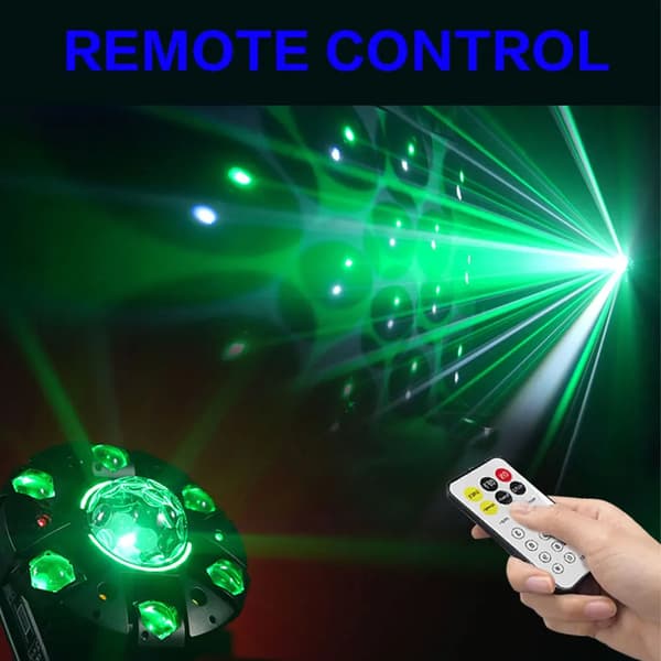 Diskolys, Multi-Effekt Funktionalitet, Styring via Stemmesignal,EU stik, Varmt lys