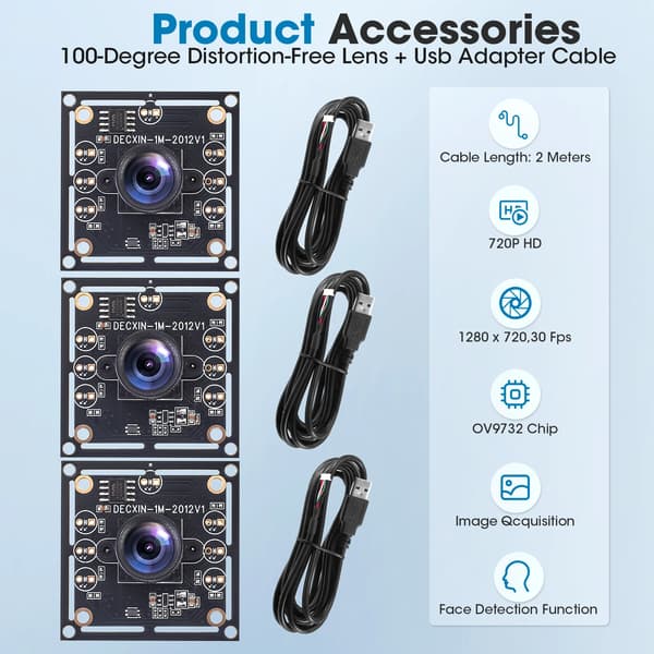 Kameramodul, 100° Vidvinkel, HD 720P Optagelse,Bundle 1