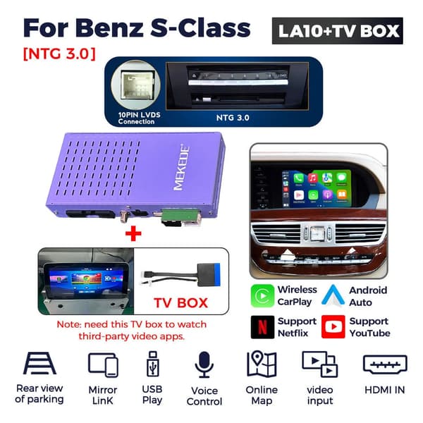 CarPlay Decoder Box, Understøtter Streaming Apps, Bluetooth Forbindelse,LA10-TVBOX NTG3.0