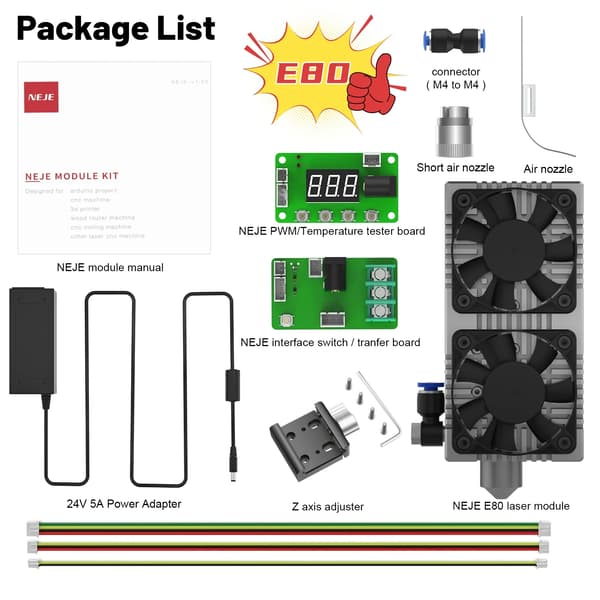 Laser Modul med 4xLD Array Linse, Högprecisionsdesign, Komprimerad Ljusväg för Trägravyr,E80 Laser modul