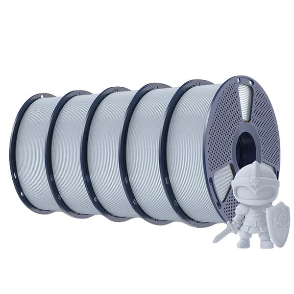 PLA Filament, 5 Ruller, Biologisk nedbrydelig,Sølv
