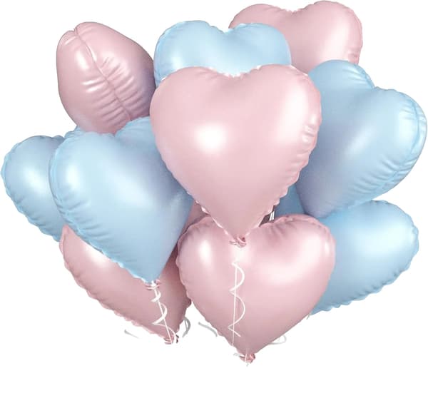 Hjerteballoner, Folie Materiale, Multi-Pack Variation,blandet pink blå, 18inch 10Pcs