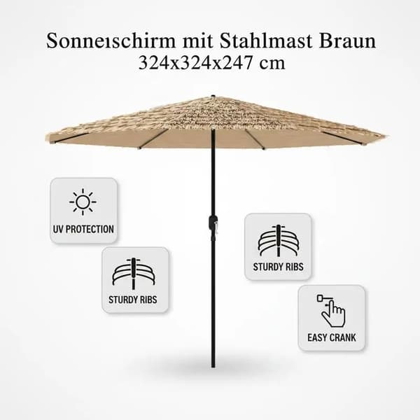 Haveparasol, Vandtæt Design, UV Beskyttelse,Lys Gul