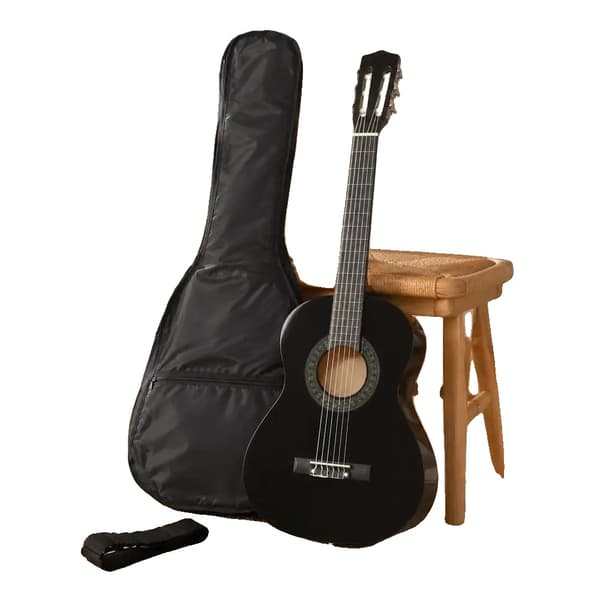 Gitarr, Solid Baswood Konstruktion, Komplett Nybörjarpaket,Svart